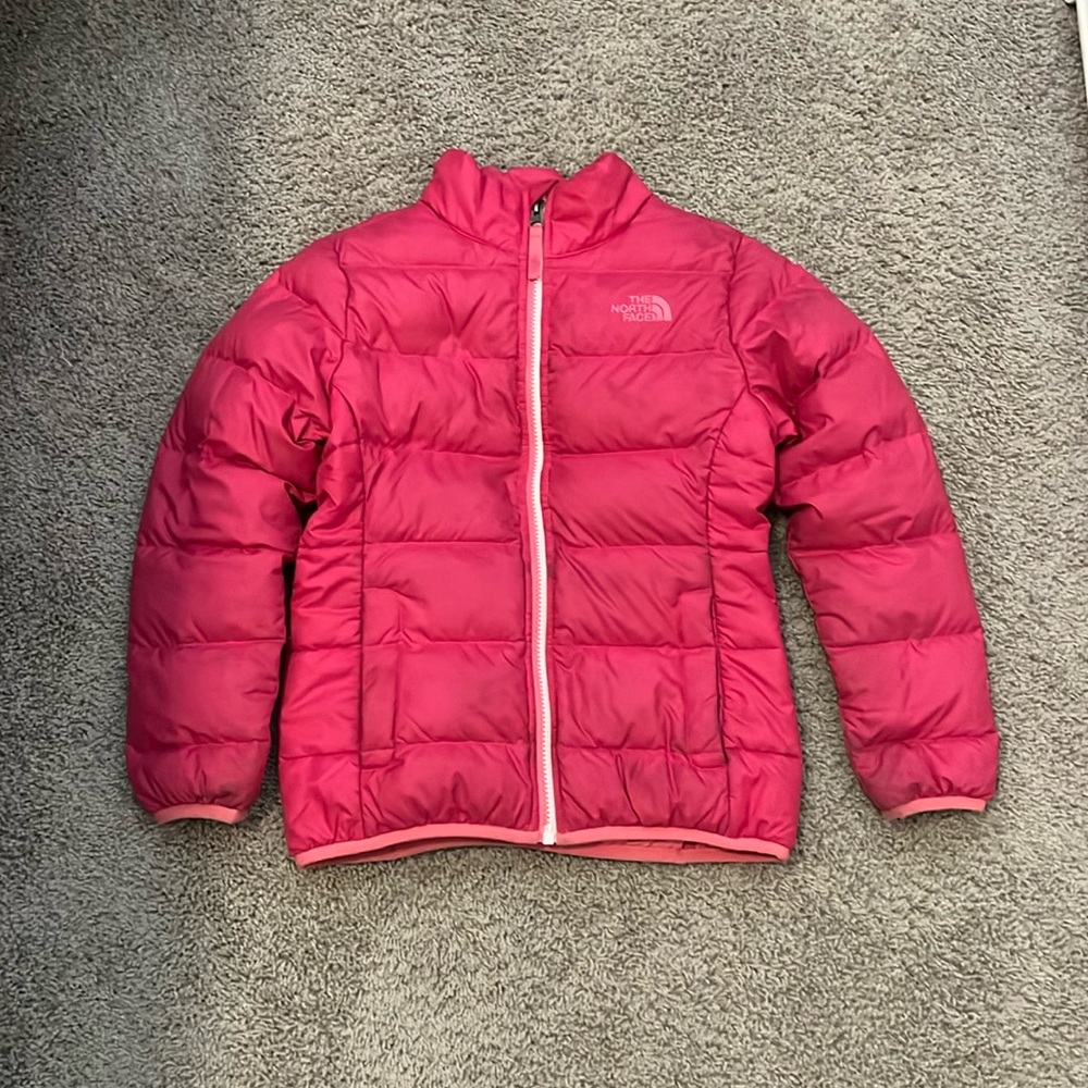Pink North face puffer jacket